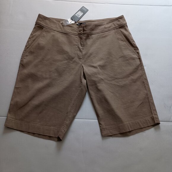 Eileen Fisher Tan Classic Walking Shorts Linen Blend Women’s Size 14 NWT - Picture 2 of 14